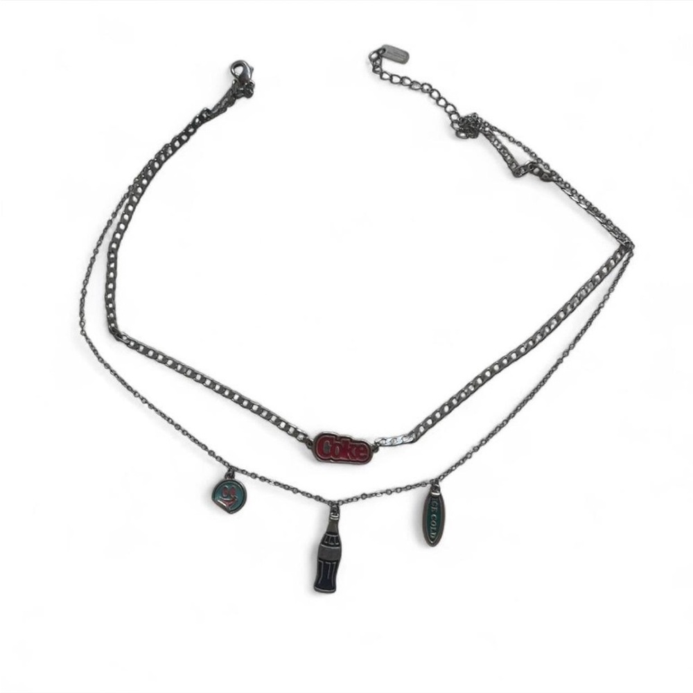 Dual Layer Coca-Cola Silver Charm Necklace